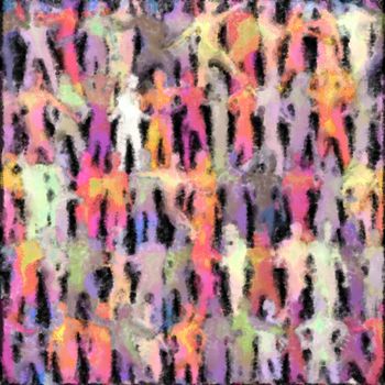 Abstract painting of a crowd of people