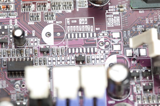 A close up of a computer circuit.