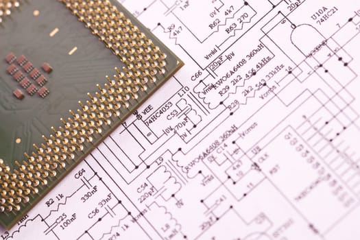 An electronic schematic diagram. Ideal technology background