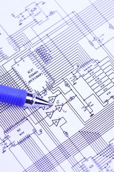 An electronic schematic diagram. Ideal technology background