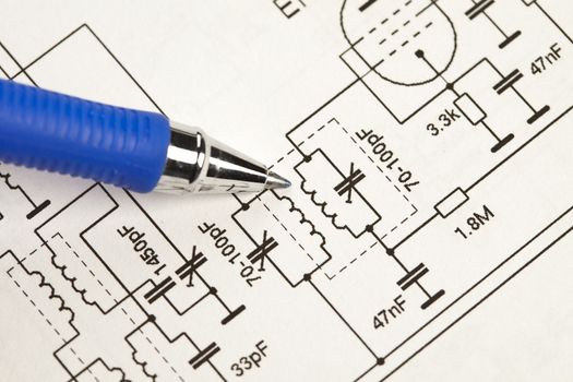 An electronic schematic diagram. Ideal technology background