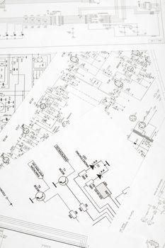 An electronic schematic diagram. Ideal technology background.