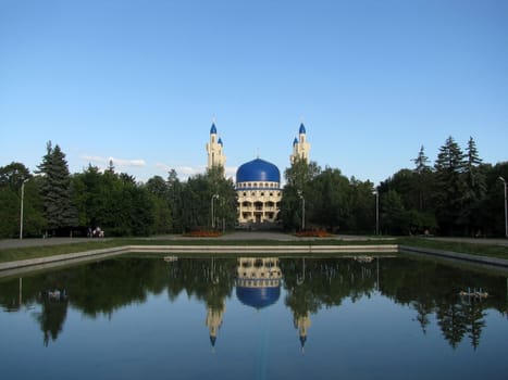 Minaret, mosque, religion, belief, Islam, architecture, style, building, structure, caucasus, water, pool, fountain