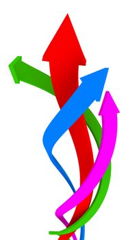 Vibrant color coiling arrows upward