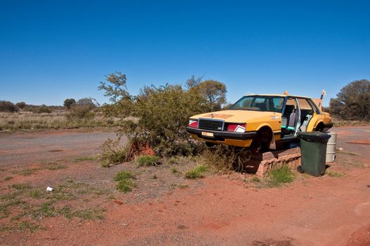 wreck car in the outback desert, south australia
