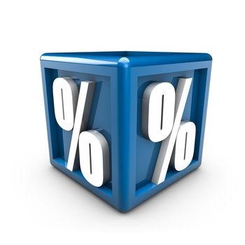 Rendering of percent symbols on a blue cube