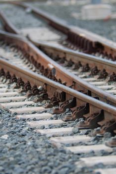 Complex railway track junction with bent lines