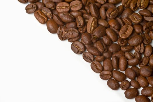 Close up of Coffee beans on white background