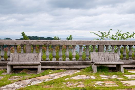 Two benches on the observation deck