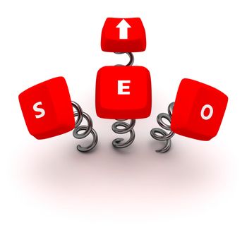 Computer keys "Search Engine Optimization" on springs