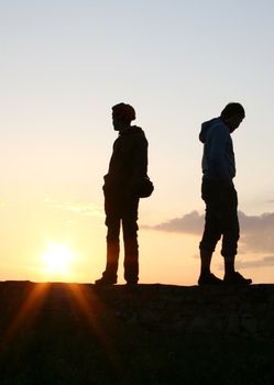  Silhouette of a Group of People at sunset