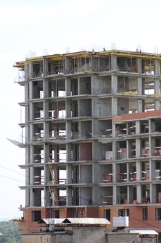 Close up of a building under construction.