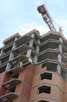 Close up of a building under construction.