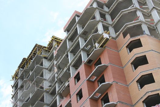 Close up of a building under construction.