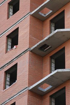 Close up of a building under construction.