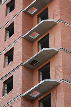 Close up of a building under construction.