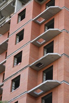 Close up of a building under construction.