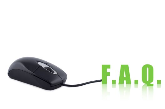 Computer mouse and word FAQ isolated concept.