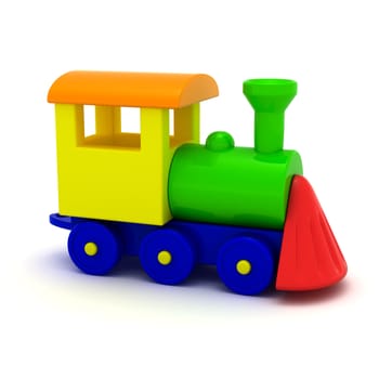 Toy locomotive isolated on the white background