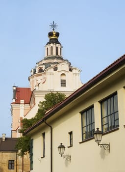 St. Catherine's Church in Vilnius (Lithuania) view from the street of old town