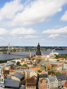 bird's-eye view from Riga cathedral on old town of Riga, Latvia