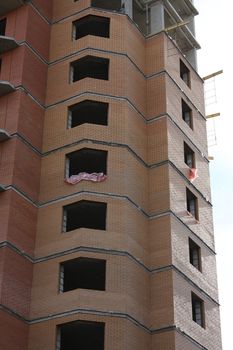 Close up of a building under construction.