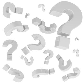 A lot of question marks isolated on the white background