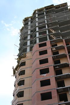 Close up of a building under construction.