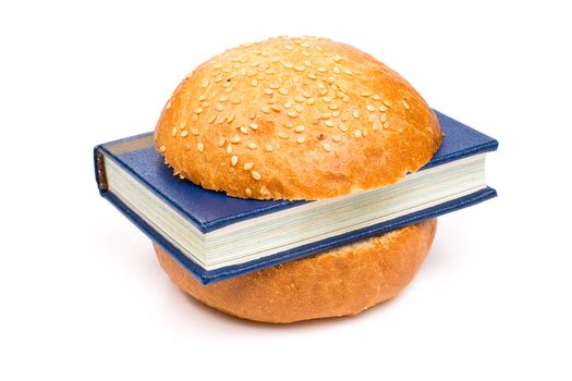 Sandwich with a book isolated on a white background