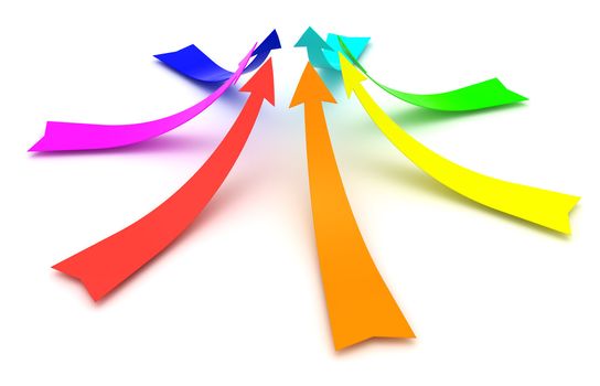 Rainbow arrows isolated on the white background