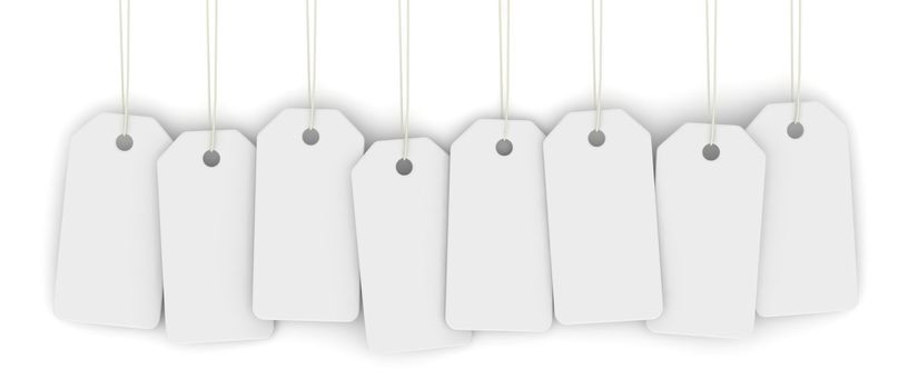 Set of white price tags isolated on the white background