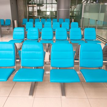 Empty seats in waiting room of  Suvarnabhumi airport, Bangkok, Thailand