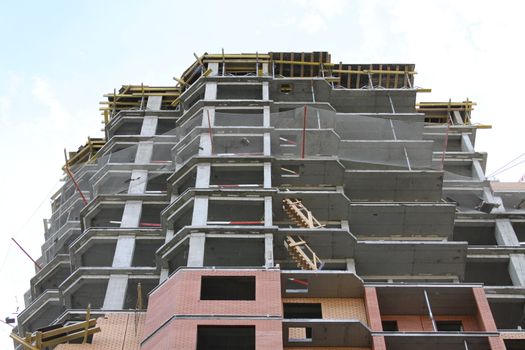 Close up of a building under construction.