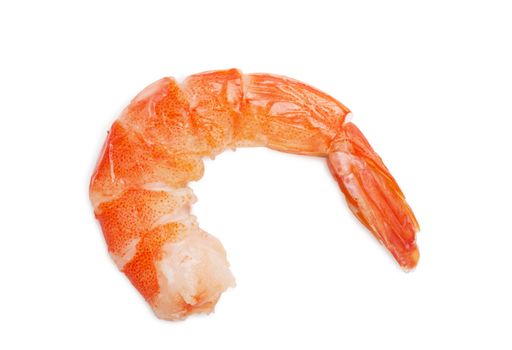 Closeup view of shrimp isolated on the white background