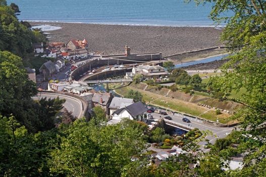 A view of Lynmouth in Devon from the hills above the town.
