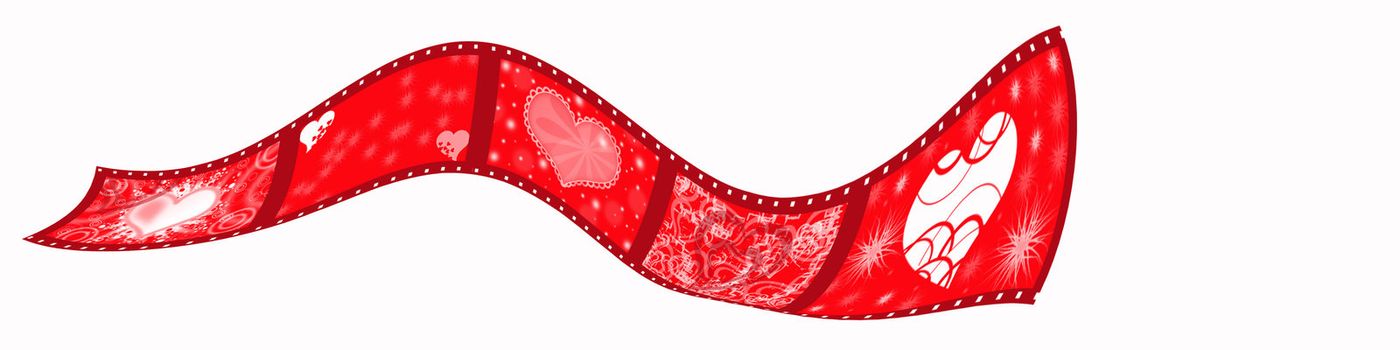 red ribbon for valentine with hearts