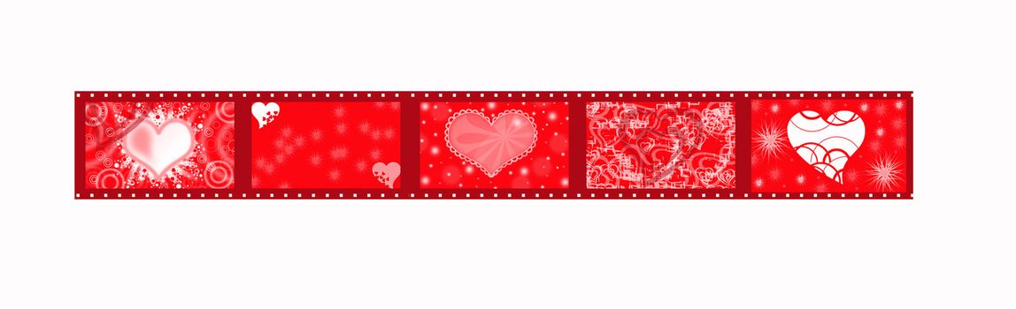 red ribbon for valentine with hearts