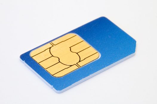 blue sim card isolated on white background