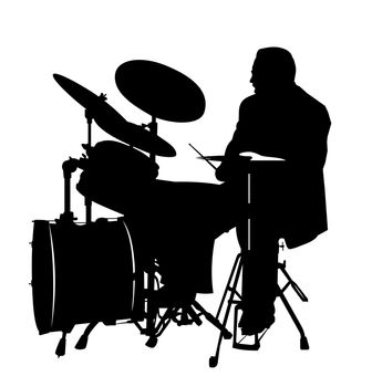 black drummer silhouette, high details