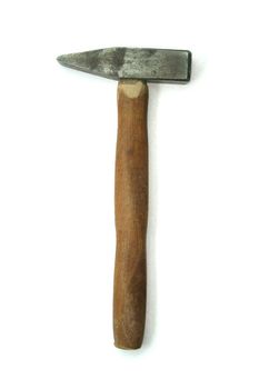 old hammer isolated on white background