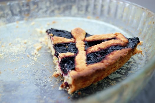 last piece of Blueberries jam tart on a plate