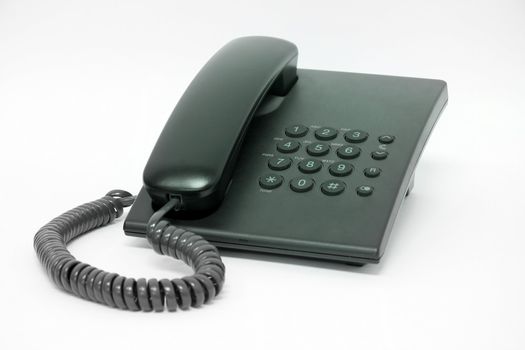 black telephone isolated on white background
