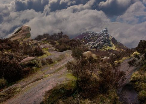 The rugged terrain of the Staffordshire Moorlands in England.
