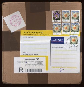 A small packet or parcel for mail shipping