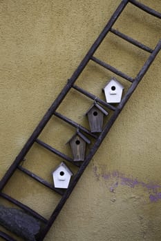 Handmade bird houses, good for concepts of care and safety