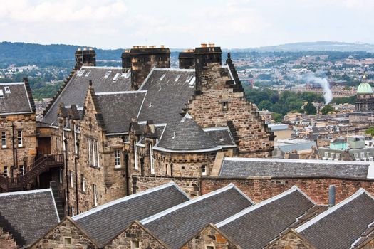 Edimburgh view from the castle, with typicals gray roofs
