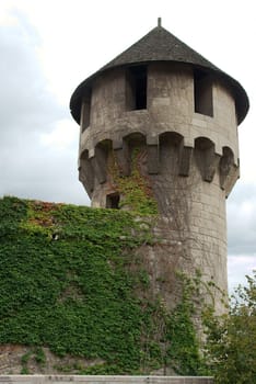 Bastion of a castle with ivy on the walls