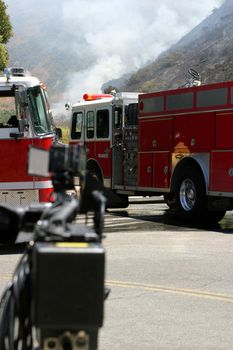 Brush fire in Ventura, California. The fire consumed 25 acres and was quickly controlled by more then 100 firefighters and water dropping helicopters.