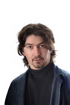 young casual man portrait in white background