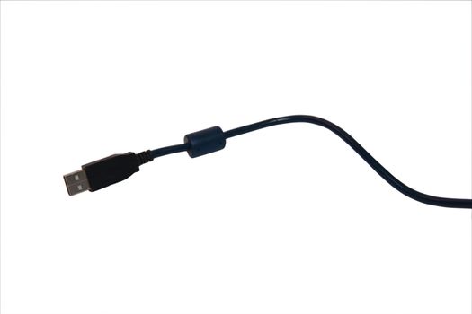 a black usb cable ( with a clipping path )